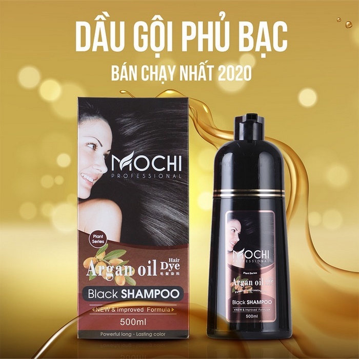 Dầu Gội Phủ Bạc, Dưỡng Tóc Mochi Nhật Bản 500ml Màu Nâu