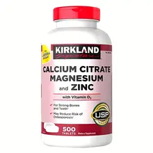 Viên Uống Hỗ trợ xương khớp Kirkland Signature Calcium Citrate Magnesium and Zinc 500mg Mỹ