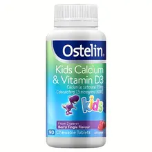 Kẹo vị dâu Hỗ trợ bổ sung Vitamin D và Calcium Ostelin Kids cho bé từ 2-13 tuổi hàng Úc, 90 viên